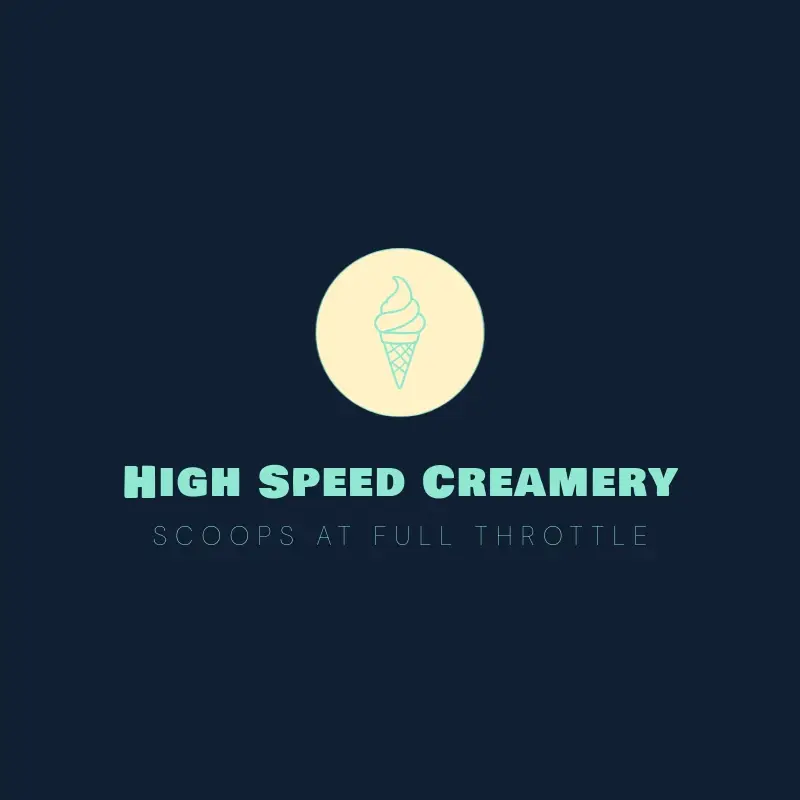The ice cream shop name High Speed Creamery as a branded logo with a color icon