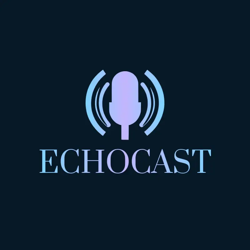 The podcast name EchoCast as a branded logo with a color icon