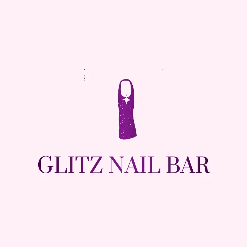 The nail salon name Glitz Nail Bar as a branded logo with a single color icon
