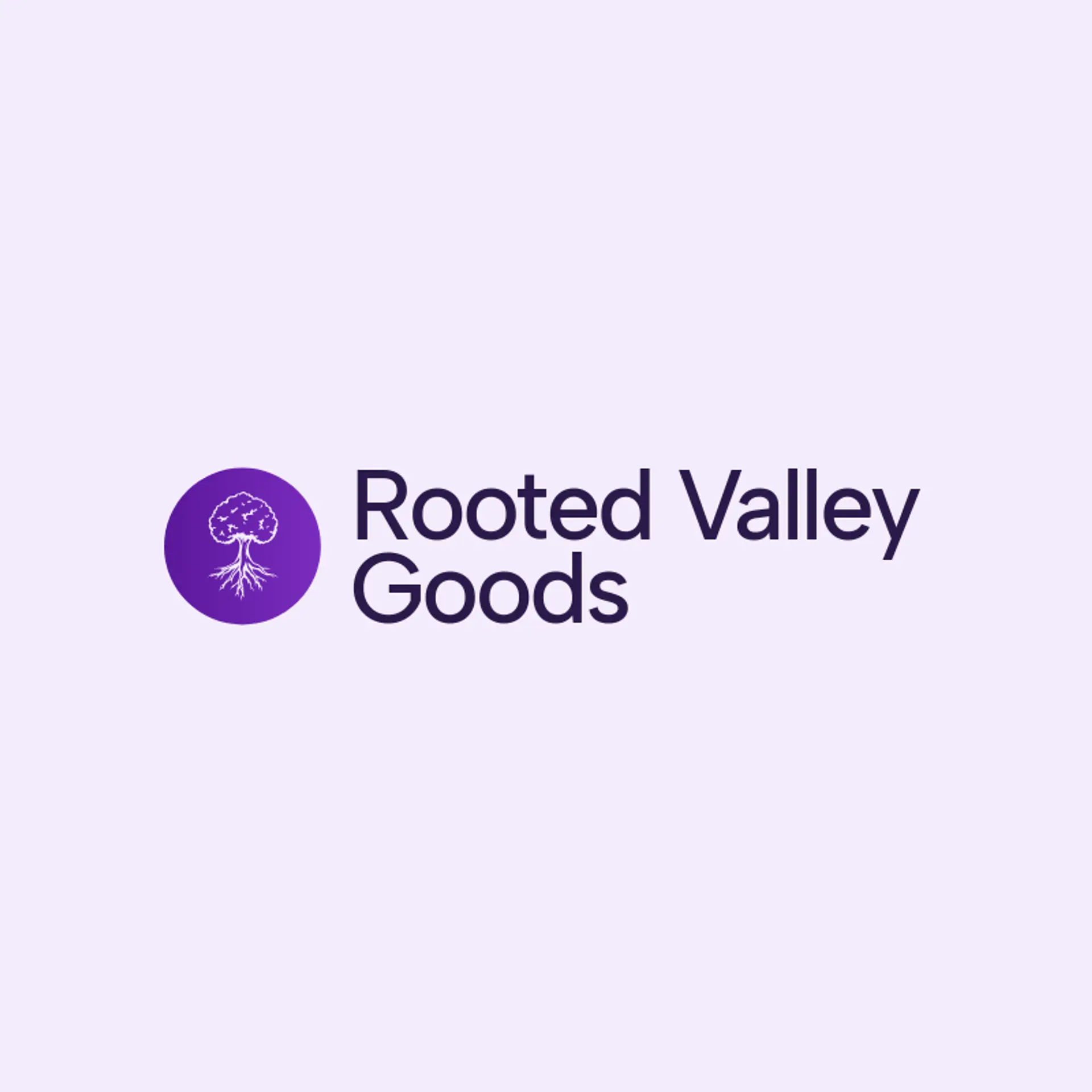 Rooted Valley Goods logo for roots