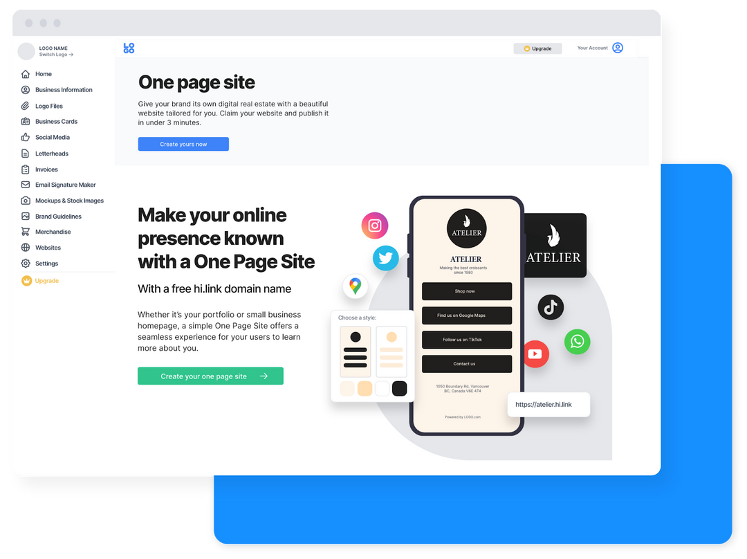 Upgrade your account and get access to the one-page site