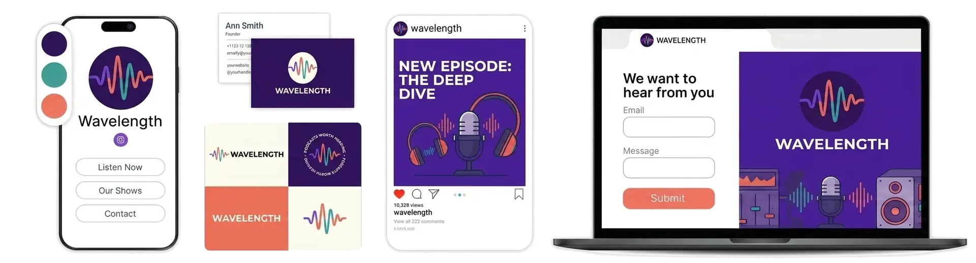 Podcast logo examples made on LOGO.com
