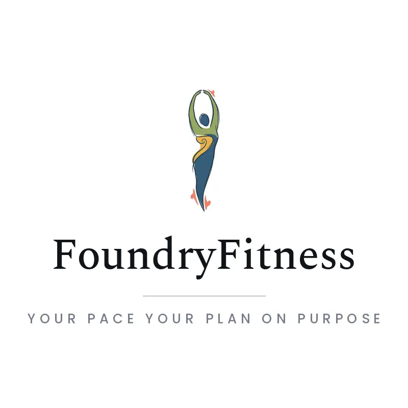 Illustrated figure reaching upward personal training logo for FoundryFitness