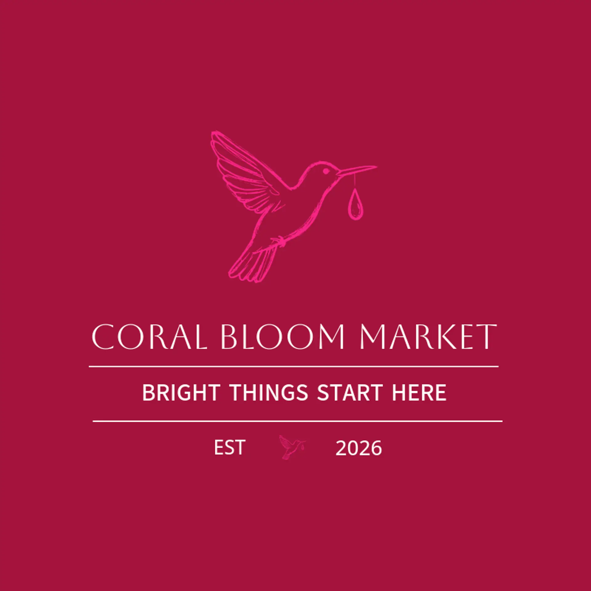 Coral Bloom Market logo for hummingbird