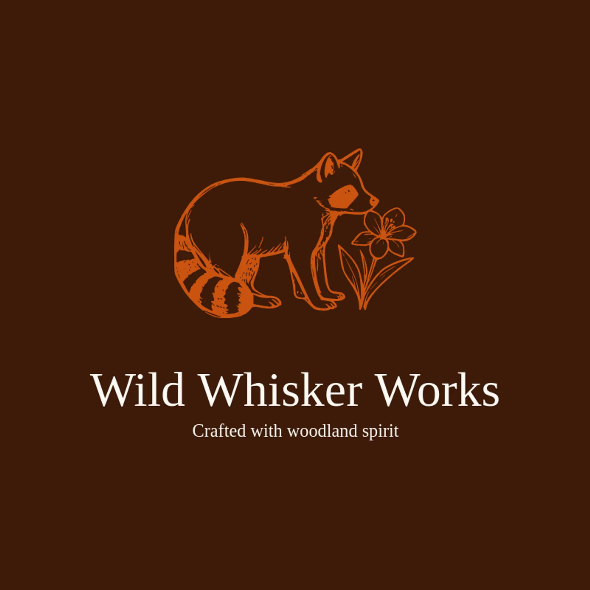 Wild Whisker Works logo for raccoon