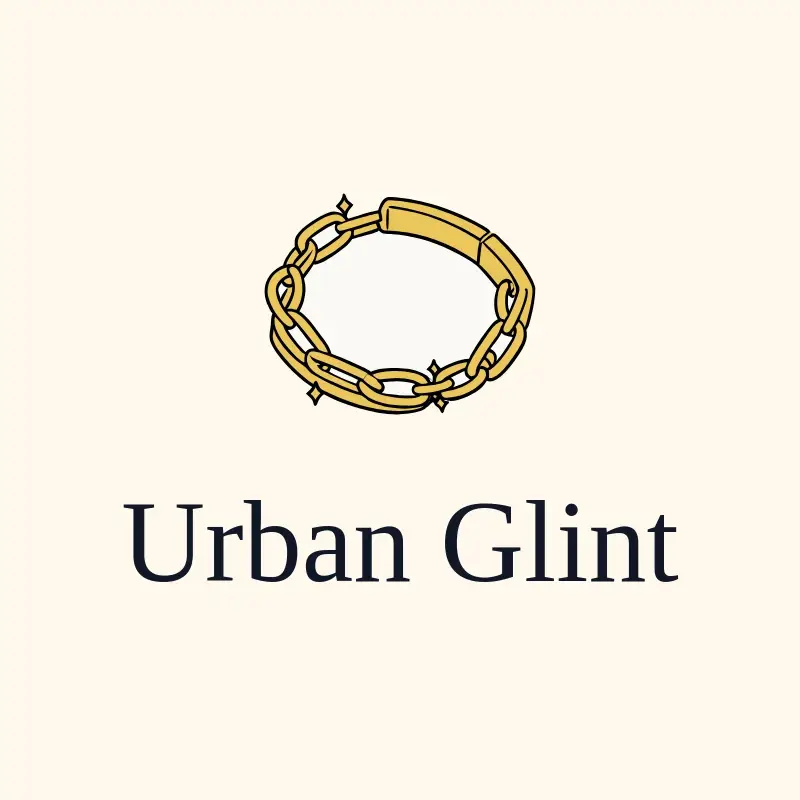 The bracelet business name Urban Glint as a branded logo with a color icon