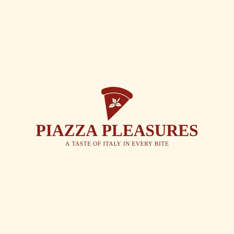 The Italian restaurant name Piazza Pleasures as a branded logo with a single color icon