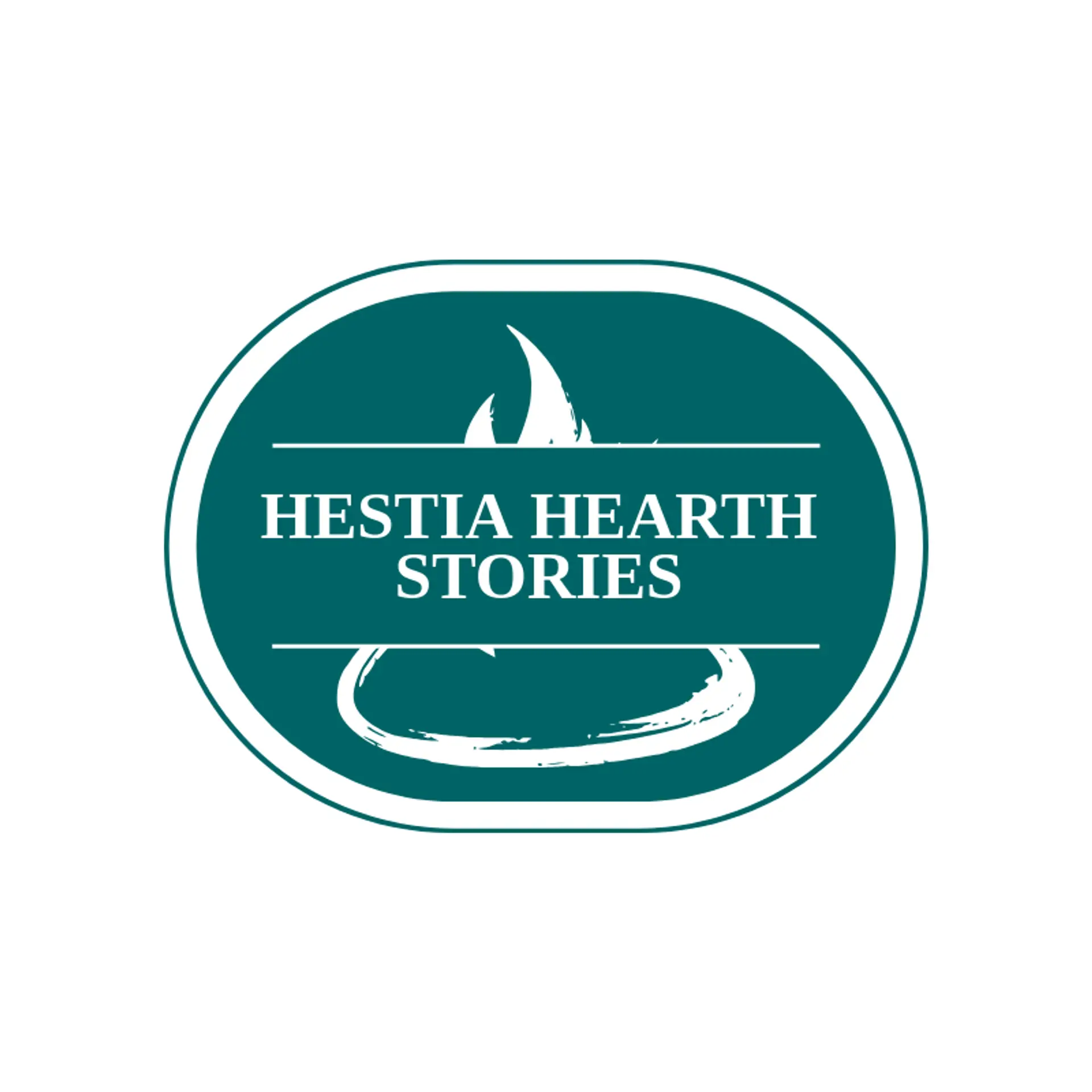 Hestia Hearth Stories logo for greek mythology