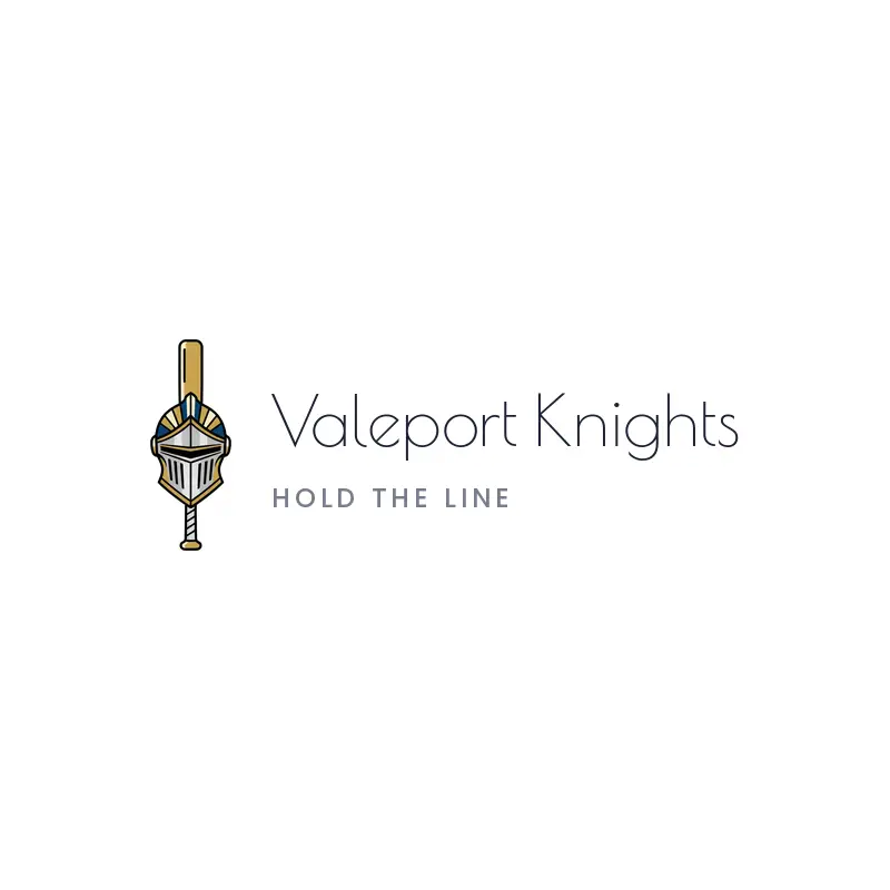 Knight helmet and bat baseball team logo for Valeport Knights