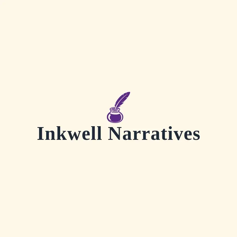 The copywriting business name Inkwell Narratives as a branded logo with a single color icon