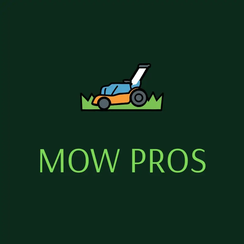 The lawn care name Mow Pros as a branded logo with a color icon
