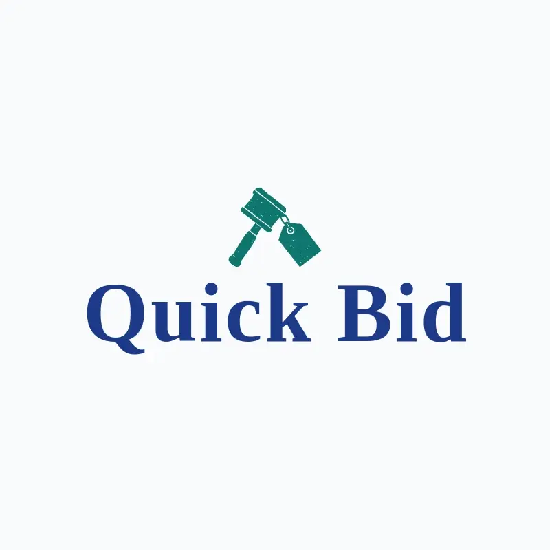 The eBay store name Quick Bid as a branded logo with a single color icon