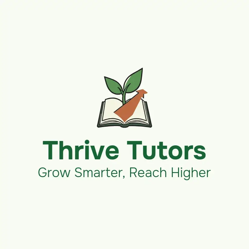 The tutoring name Thrive Tutors as a branded logo with a color icon