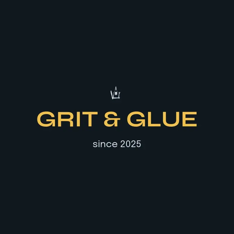 The handyman business name Grit & Glue as a branded logo with a single color icon