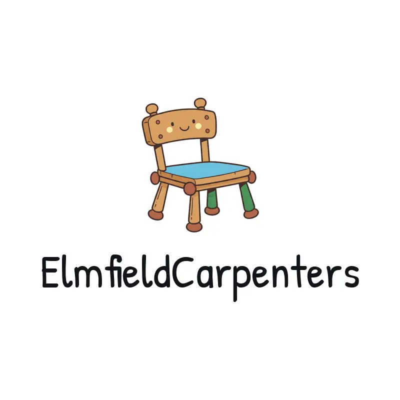 Playful wooden chair joinery logo for ElmfieldCarpenters