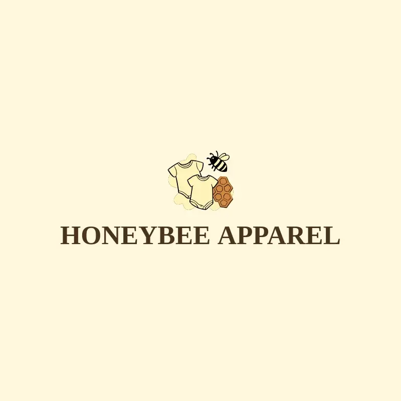 The baby store name Honeybee Apparel as a branded logo with a color icon