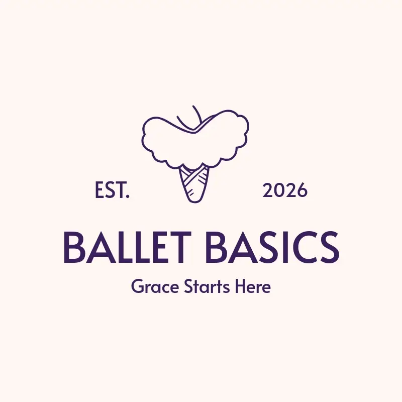 The dance studio name Ballet Basics as a branded logo with a single color icon