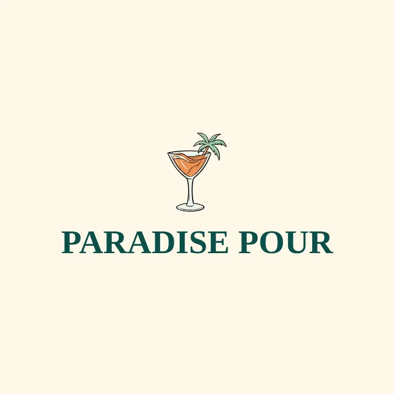 The drink name Paradise Pour as a branded logo with a color icon