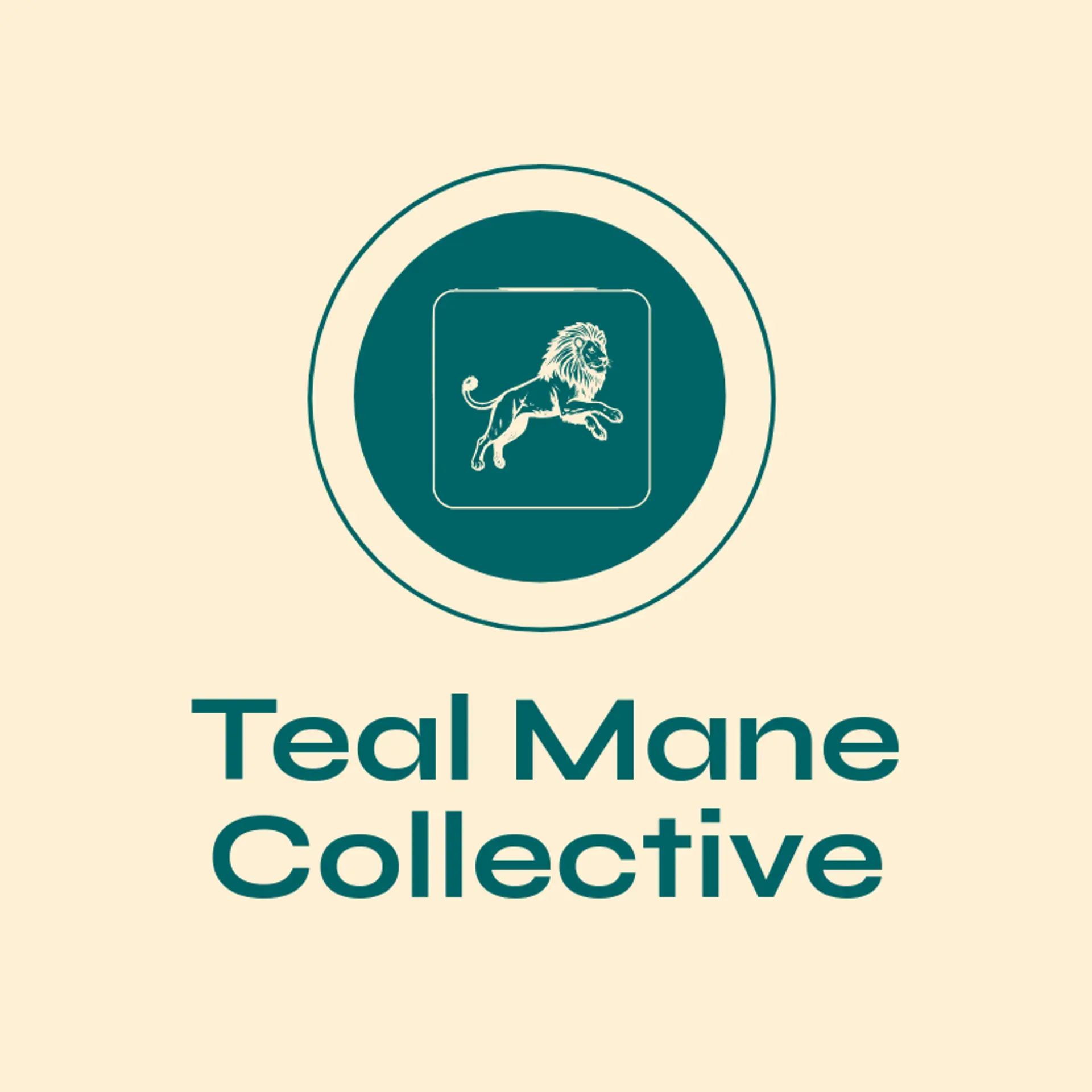 Teal Mane Collective logo for lion
