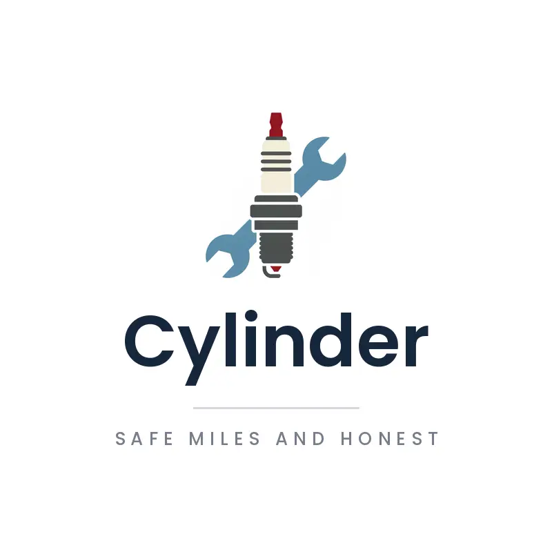 Minimal mechanic logo with a spark plug and a wrench