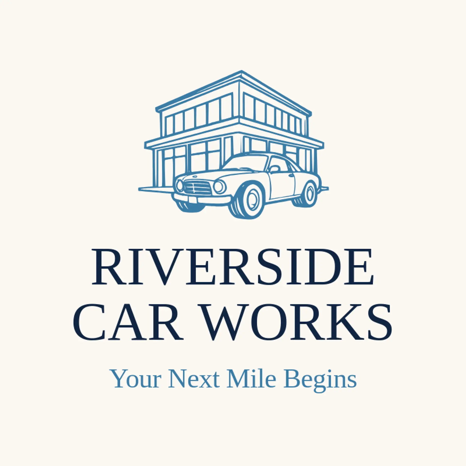 Riverside Car Works logo for car dealership