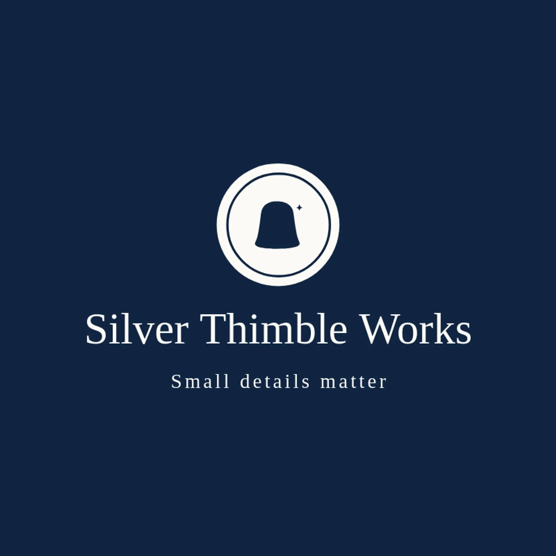 Silver Thimble Works logo for sewing