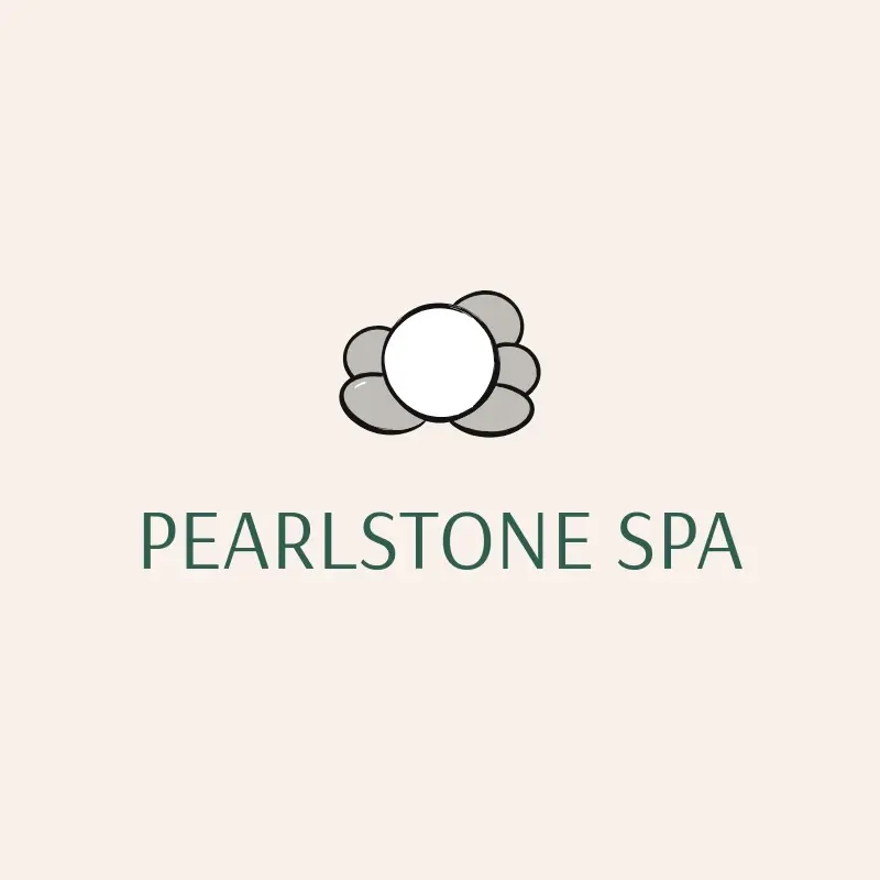The spa name Pearlstone Spa as a branded logo with a single color icon