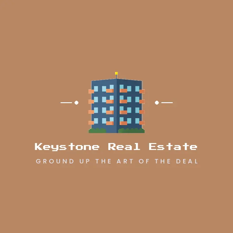 A modern apartment building, an apartment focused commercial real estate logo in a pixel style