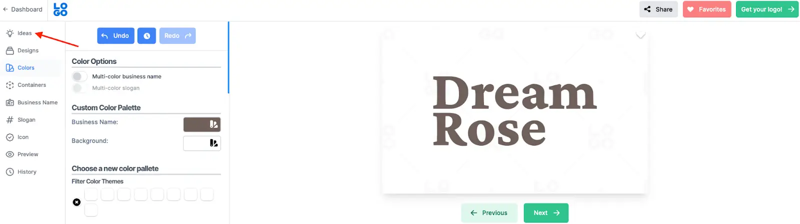 Click on Ideas to see different templates