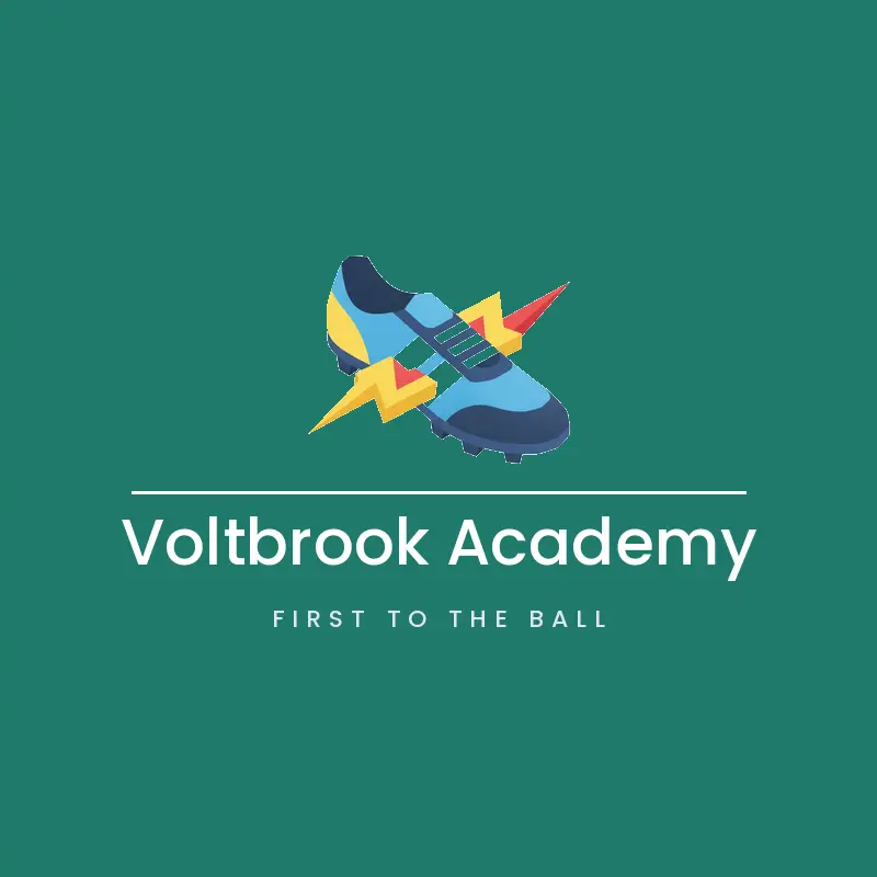 Cleat and lightning bolt soccer team logo for Voltbrook Academy