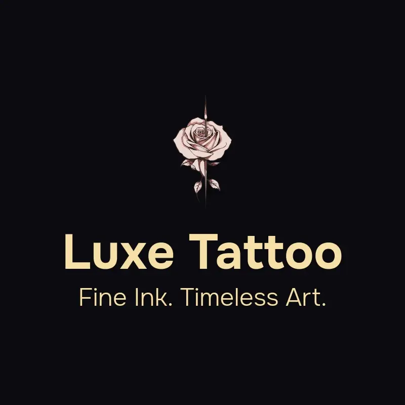 The tattoo shop name Luxe Tattoo as a branded logo with a color icon