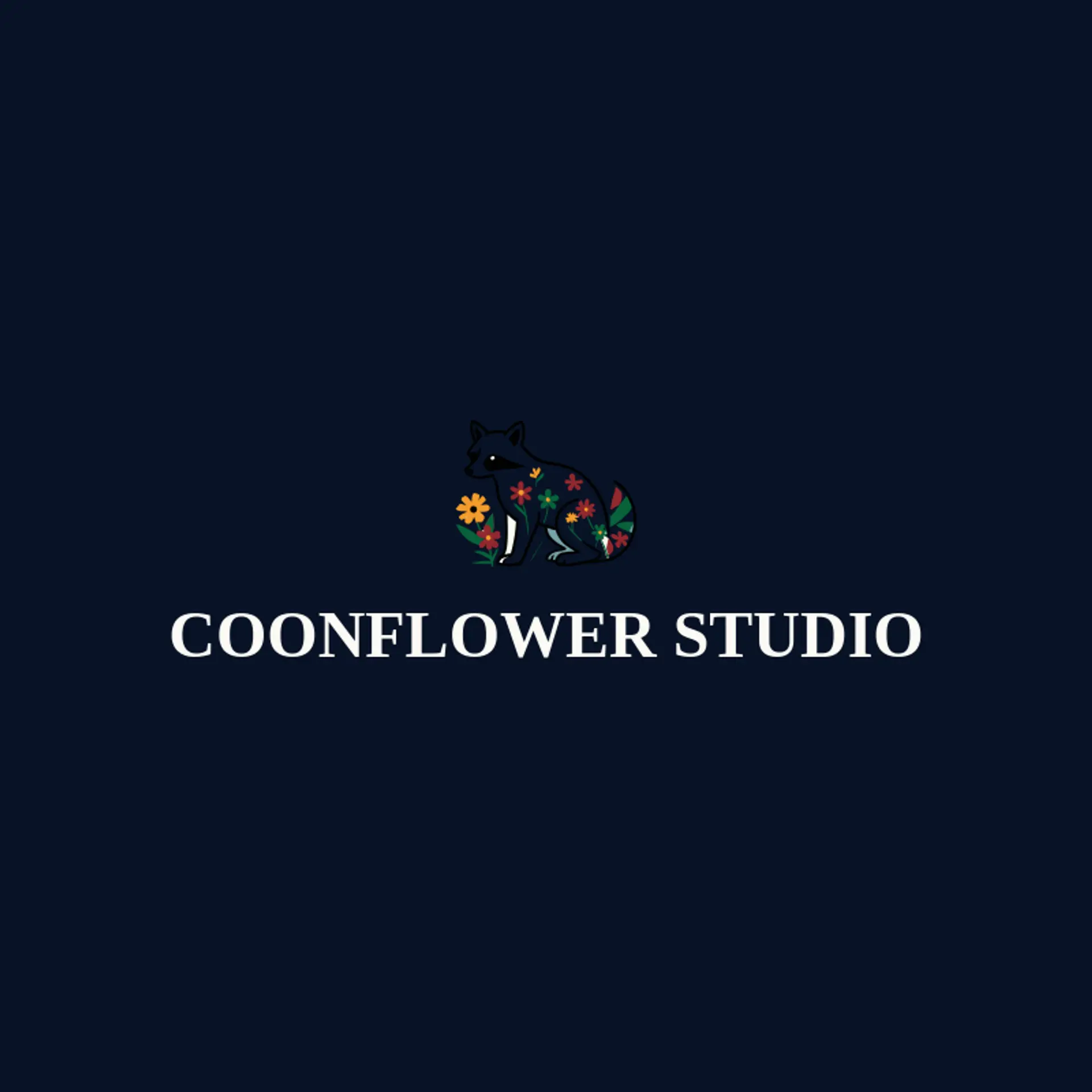 Coonflower Studio logo for raccoon