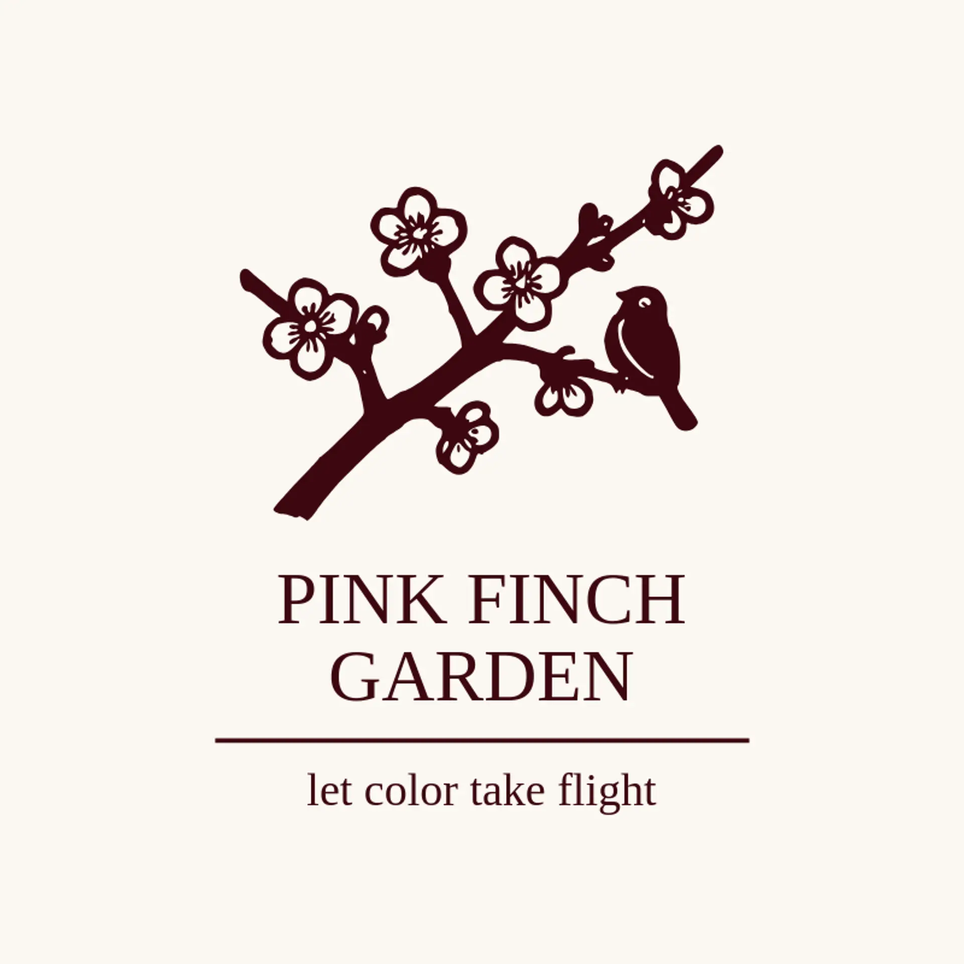 Pink Finch Garden logo for cherry blossom