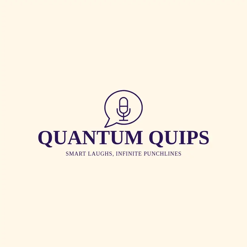 The funny business name Quantum Quips as a branded logo with a single color icon