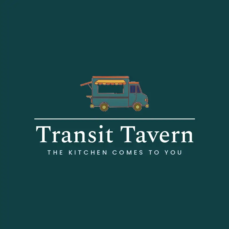 The food truck name Transit Tavern as a branded logo in an illustration style