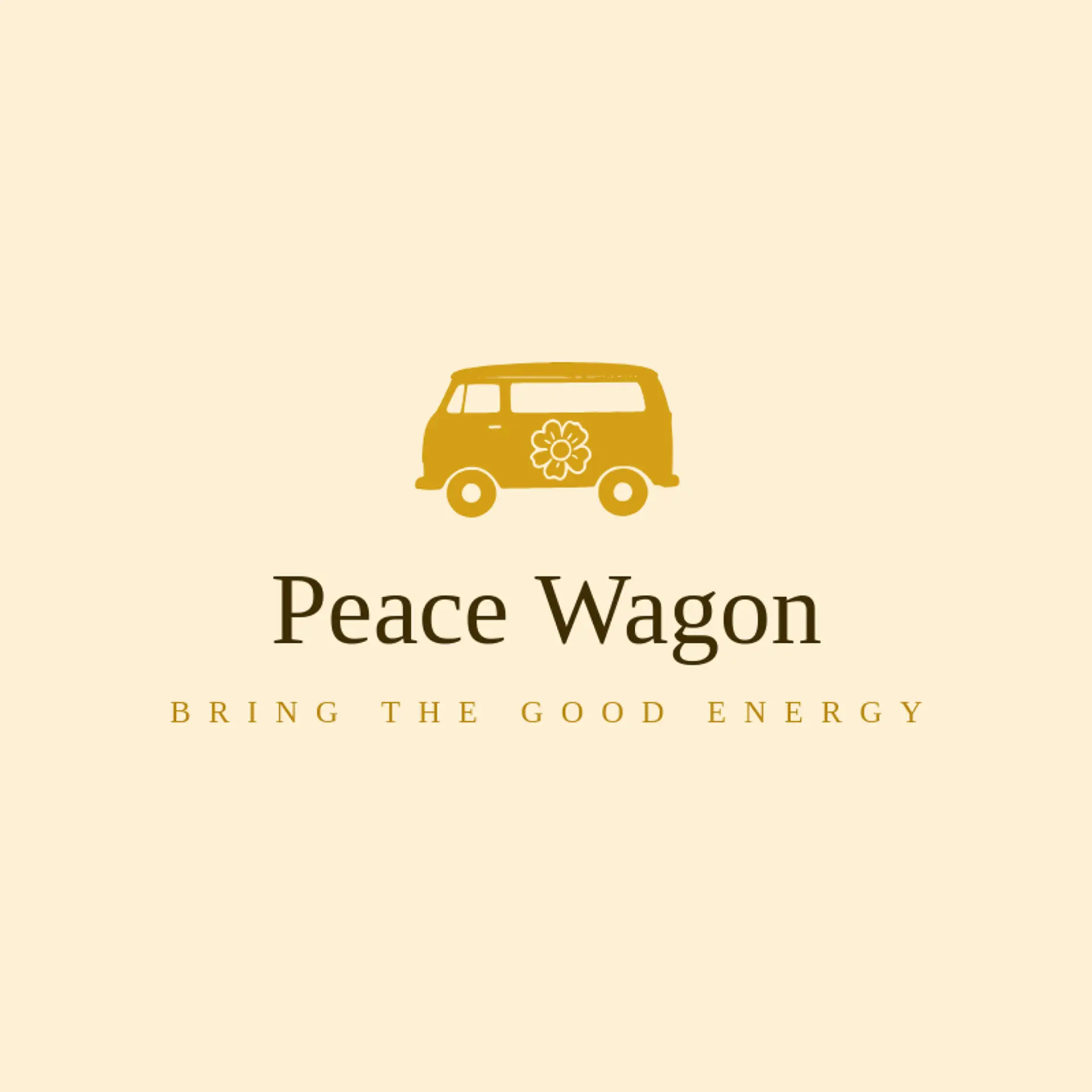 Peace Wagon logo for hippie