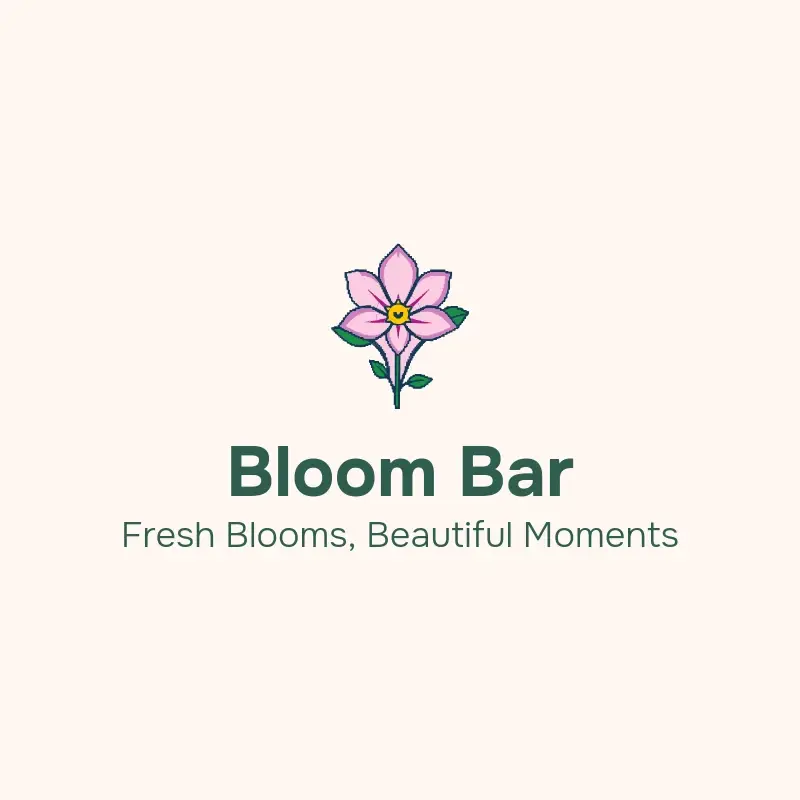 The flower shop name Bloom Bar as a branded logo with a color icon