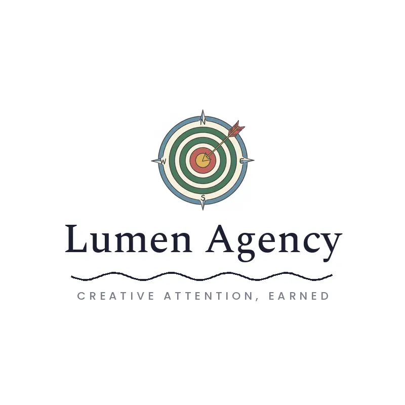A compass fused with a target, a strategic marketing agency logo in an illustrated style