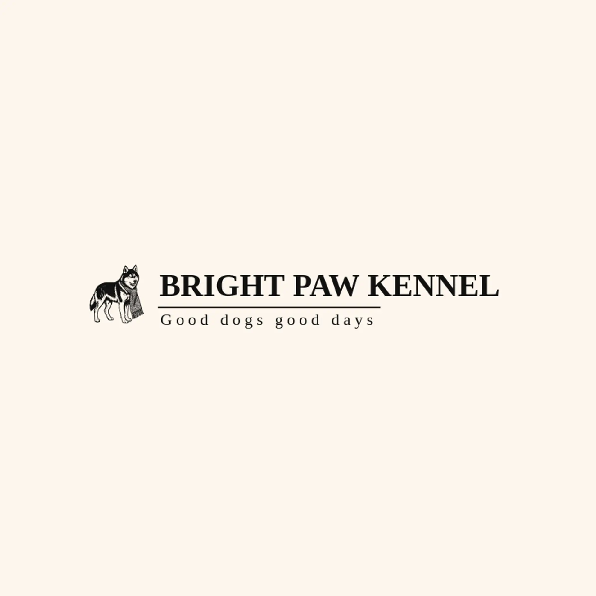 Bright Paw Kennel logo for husky