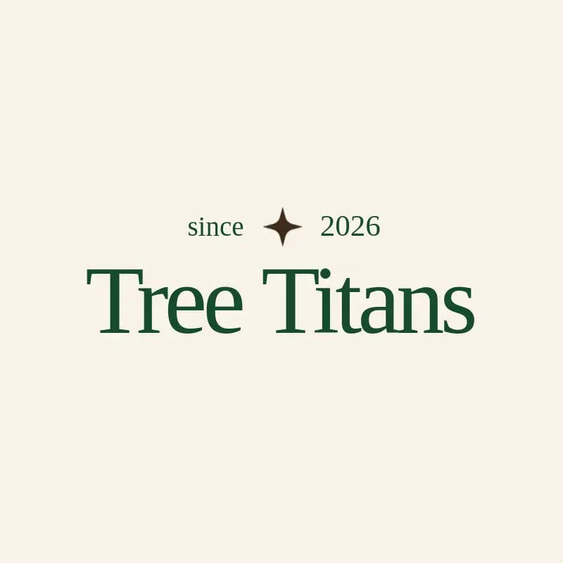 The tree trimming company name Tree Titans as a branded logo with a single color icon