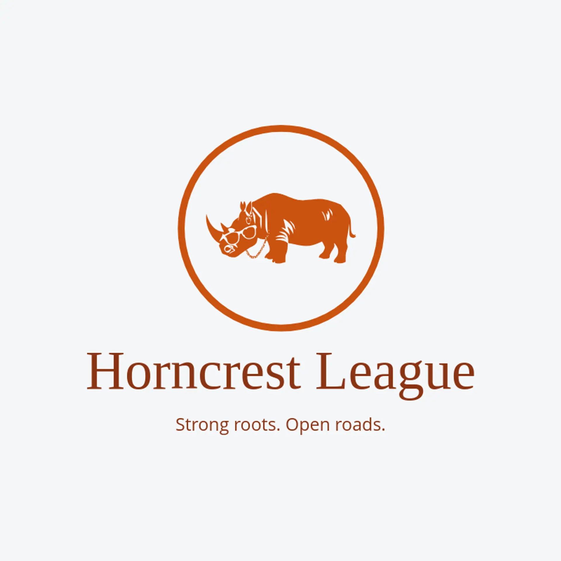 Horncrest League logo for rhino