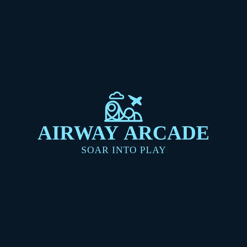 The theme park name Airway Arcade as a branded logo with a single color icon