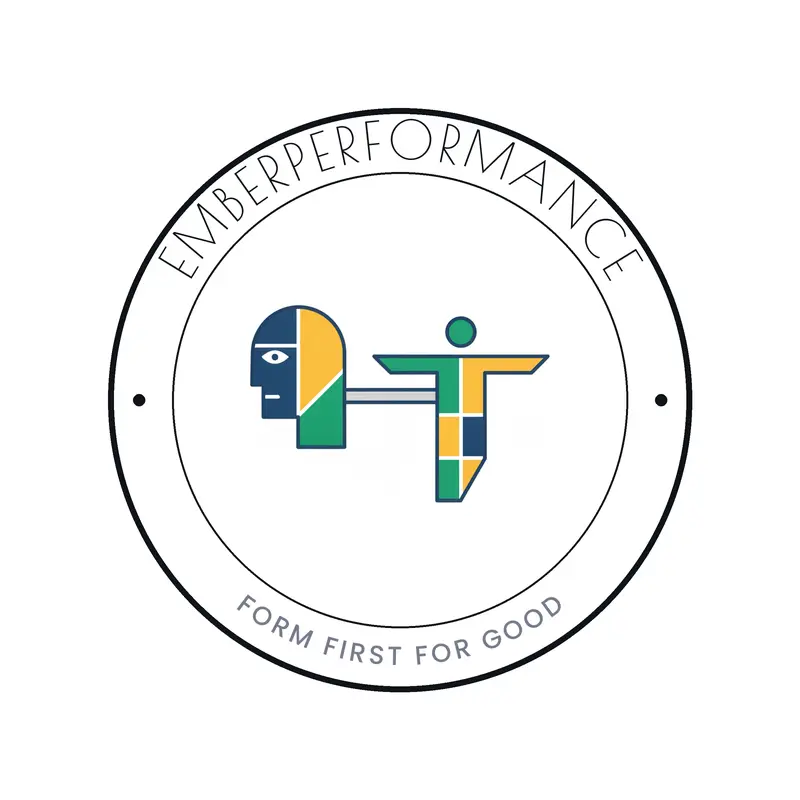 Deco badge mind and body connection logo for EmberPerformance