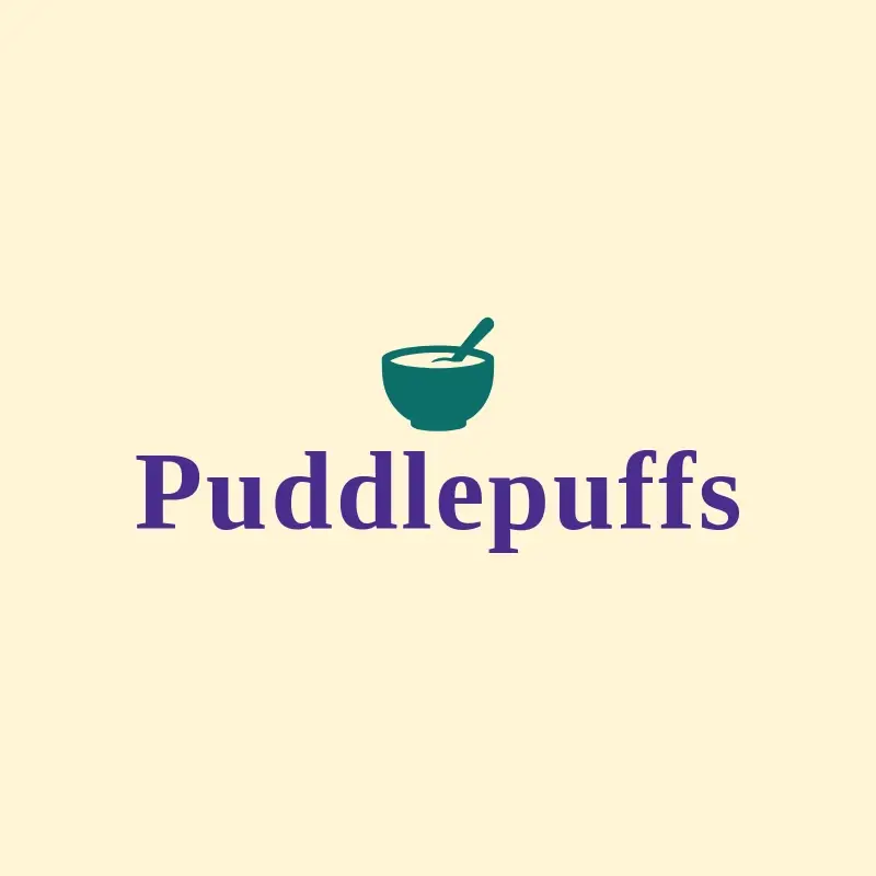 The cereal name PuddlePuffs as a branded logo with a single color icon