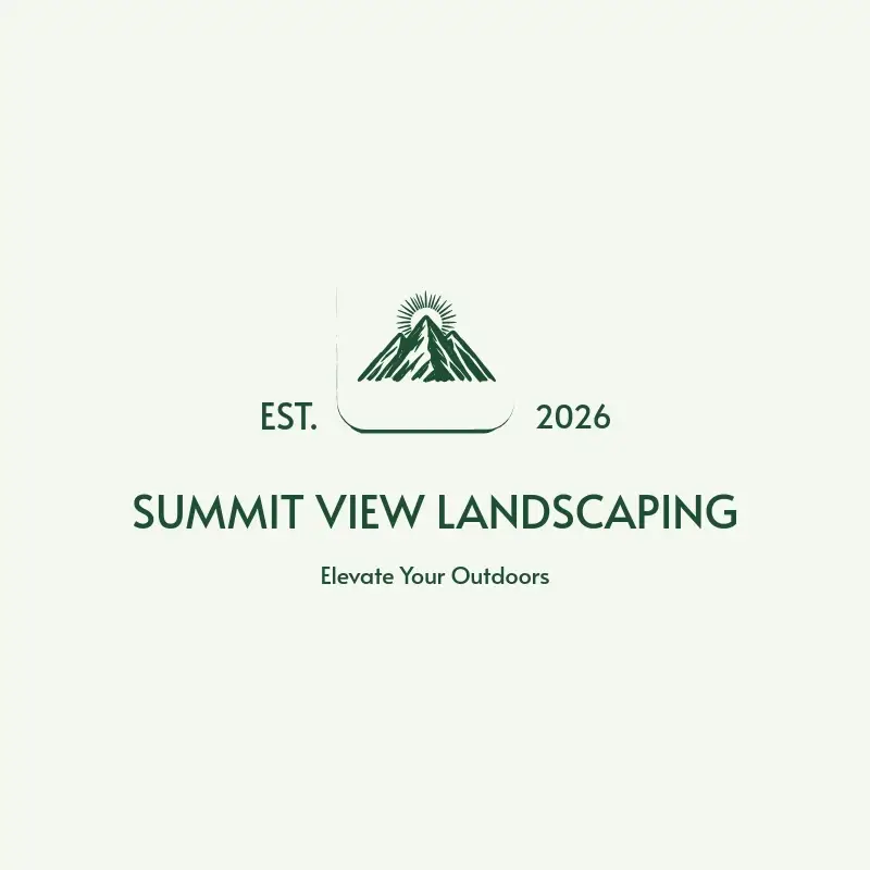 The landscaping name Summit View Landscaping as a branded logo with a single color icon