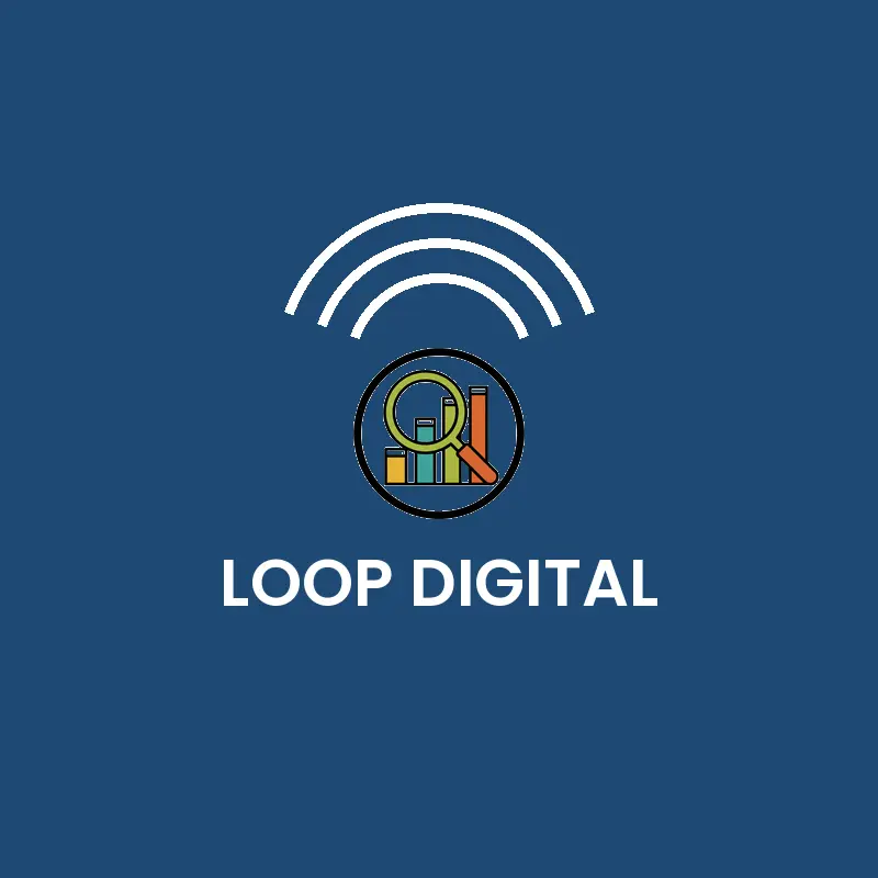 A magnifying glass over marketing data, an SEO led marketing logo in a retro style