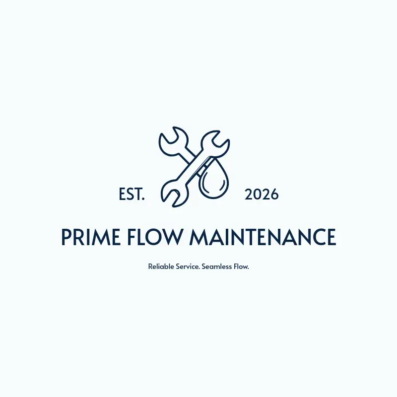 The plumbing name Prime Flow Maintenance as a branded logo with a single color icon