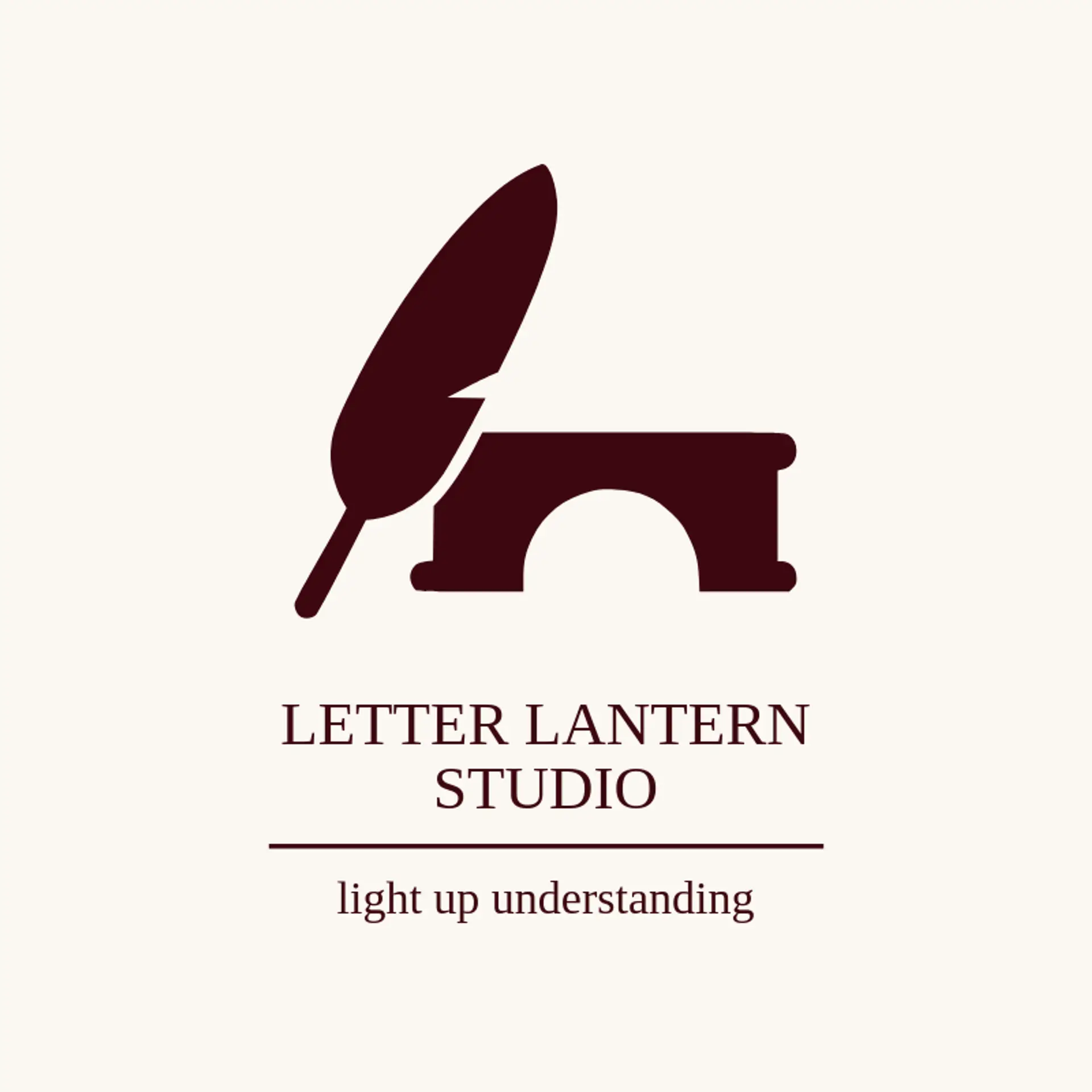 Letter Lantern Studio logo for translation