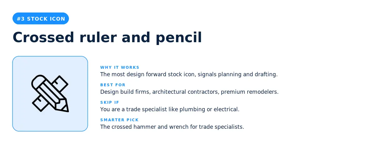 Crossed ruler and pencil stock construction logo icon
