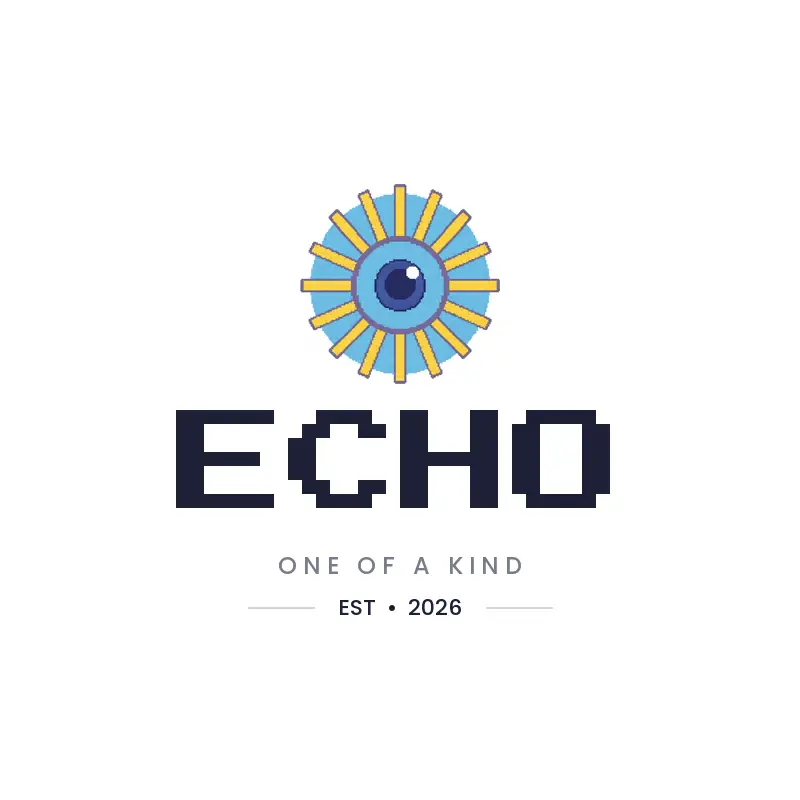 Celestial eye with rays, pixel Gemini logo